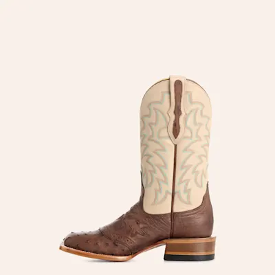 Cavender's Women's Tobacco & Bone Ostrich Wide Square Toe Cowboy Boots